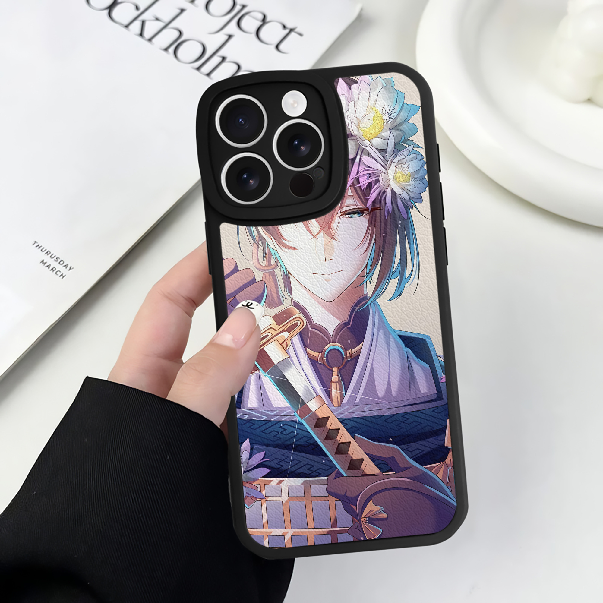 （画像用） 刀剣乱舞 Touken Ranbu 【iPhone 16シリーズ対応】シリコンスマホケース（レザー調） 材質：シリコン